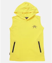 Gini & Jony  Sleeveless Hooded T Shirt Symbol Print - Yellow