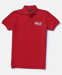 Gini & Jony Half Sleeves Collar Neck T Shirt - Red