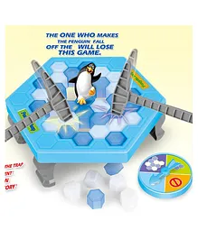 Chocozone Mini Table Games Balance Ice Cubes Save Penguin Icebreaker Beating Toys - Blue & Grey