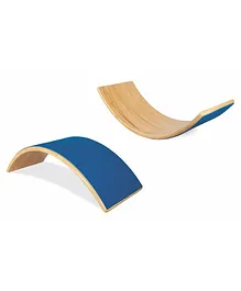 Elephanta Wooden Curved Rocking Board With Anti Skid Rubber Lining Mat Coating - Blue