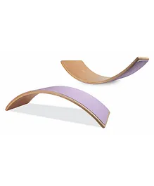 Elephanta Wooden Curved Rocking Board With Anti Skid Rubber Lining Mat Coating - Purple