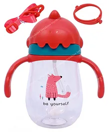 Toyshine Twin Handle Water Bottle With Cartoon Cap Multicolor- 350 ml