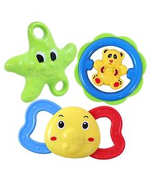 Toyshine Pack of 3 Rattle Set with Teethers for New Born Babies Non-Toxic - Multicolor