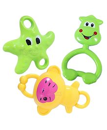 Toyshine Pack of 3 Rattle Set with Teethers for New Born Babies Non-Toxic - Multicolor