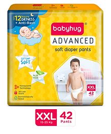 Babyhug Advanced Pant Style Diapers XXL - 42 Pieces, Honeycomb Technology, Cottony Soft Diaper with 3D Leak Guard, Latex & Alcohol Free, Anti-rash & Gentle 