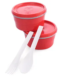 Cello Max Fresh 2 Containers Lunch Box With Spoon & Fork - Red
