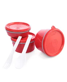 Cello Max Fresh 3 Containers Lunch Box with Spoon & Fork- Red