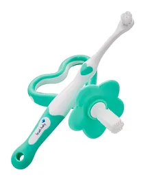 Brush Baby Brush & Silicone Teether Set - Green