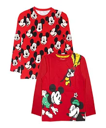Kinsey Full Sleeves Disney Mickey & Friends Pack Of Two T Shirts - Red