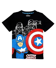 Kinsey Half Sleeves Marvel Black Captain America  T Shirts - Black