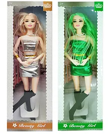 Yunicorn Max Bendable Doll Pack of 2 Silver & Green - Height 33 cm