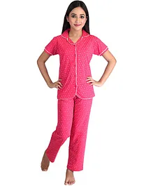 Clothe Funn Half Sleeves All Over Stars Printed Night Suit - Pink