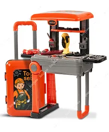 Baybee 3 In 1 Trolley Workbench Construction Play Tool Set Kit Pieces 29 - Multicolour