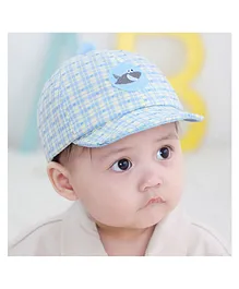 Ziory Summer Cap with Checks Print and Fish Patch - Blue