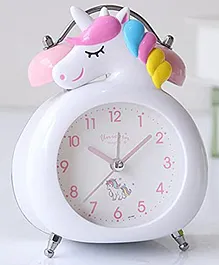 D&Y Unicorn Themed Table Alarm Clock with Pen Pencil Stand - White