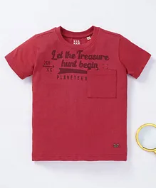Ed-a-Mamma Half Sleeves Text Print Tee - Red
