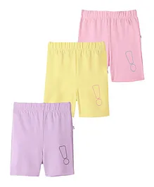 Plan B Pack Of 3 Exclamation Mark Print Shorts - Pink Yellow Purple