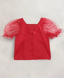 Cherry Crumble by Nitt Hyman Half Sleeves Bow Design Top - Red