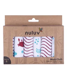 Nuluv 100% Organic Muslin Cotton Wash Cloth Red Anchor Pack Of 6 - Multicolor