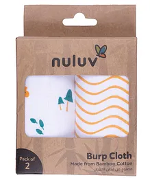 Nuluv 100% Organic Muslin Cotton Burp Cloth Blue Giraffe Pack Of 2 - Multicolor