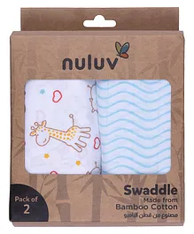 Nuluv Bamboo Cotton Swaddle Wrap Giraffe Print Pack of 2 - Multicolor