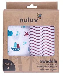 Nuluv Bamboo Cotton Swaddle Wrap Anchor Print Pack of 2 - Multicolor