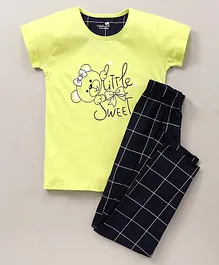 CHICKLETS Half Sleeves Little Sweet Print Night Suit - Yellow