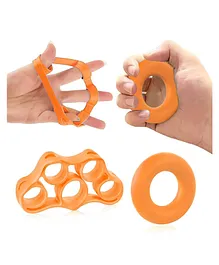 Strauss Silicon Finger Stretcher & Hand Grip Exerciser Pack of 2 - Orange