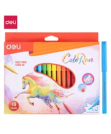 Deli Flet Liner Color Sketch Pen Pack of 18 - Multicolor