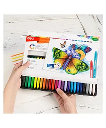 Deli 24 Bright Color Pre Sharpened Plastic Crayons with Mini Sharpne, Triangular Barrel Wax Colors EC20020 -  Multicolour