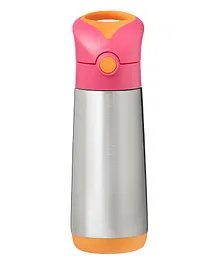 B.Box Insulated Straw Sipper Water Bottle Pink Orange - 500 ml