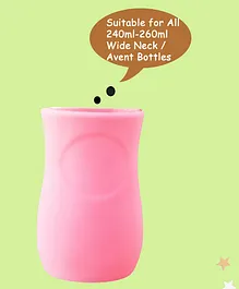 THE LITTLE LOOKERS Glass Feeding Bottle Protection Silicone Cover For Wide Neck And Avent Feeder Pink - Fits 240 To 260 ml