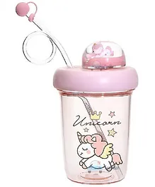FunBlast Unicorn Sipper Bottle with Straw and Lid Multicolour - 390 ml