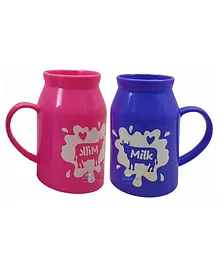 FunBlast Mugs with Handle Pack of 2 Pink Blue - 320 ml each