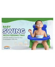 Goyal's 6 in 1 Baby Booster Seat Cum Swing with Feeding Tray - Green Blue