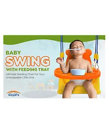 Goyal's 6 in 1 Baby Booster Seat Cum Swing With Feeding Tray - Orange Yellow