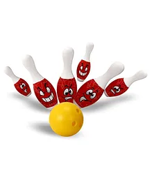 Goyal's Big Size Bowling Set With 6 Big Pins & 1 Easy Insert Finger Ball Toy In Carrying Bag - Red