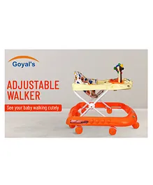 GOYAL'S Monkey Baby Walker with Music Light Function and Adjustable Height - Orange