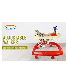 GOYAL'S Monkey Baby Walker Music & Light Function With Adjustable Height - Red
