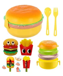 FunBlast Burger Shape Lunch Box Combo Set - Multicolour