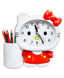 FunBlast Twin Bell Alarm Clock with Pen Holder - Red