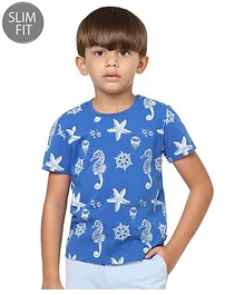Jack & Jones Junior Half Sleeves Printed T-Shirt - Blue