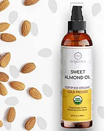 T&H Organics Sweet Almond Oil Certified Organic Cold Pressed - 200 ml