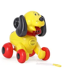 Toyzone Pull Along Puppy Toy - Yellow with Red Wheels