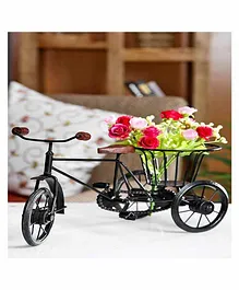 Desi Karigar Metal & Wood Rickshaw Flower Holder - Black