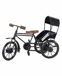 Desi Karigar Metal & Wood Rickshaw Showpiece - Black & Brown