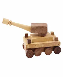 Desi Karigar Wooden Toy Tank - Brown Yellow