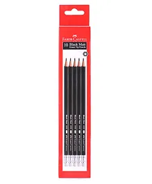 Faber Castell Black Matt 1112 Lead Pencil With Eraser - 10 Pieces