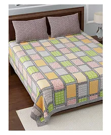 Jaipur Gate Bedsheet Cotton British County King Size Double Bed Sheet With Pillow Cover - Multicolor