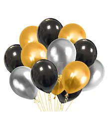 Skyloft Chocozone Latex Metallic Party Balloons Golden Silver Black - Pack Of 100